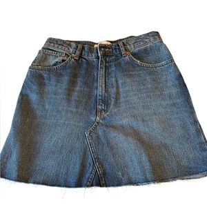 Zara Denim‎ Jean Mini Skirt Frayed Hem Size XS